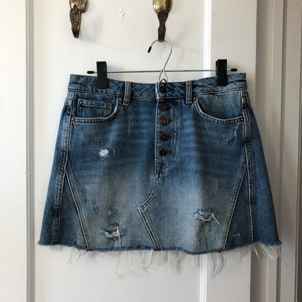 Free People Denim Mini Skirt, Size 28